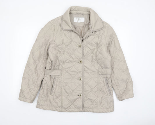 Debenhams Classics Women Beige Quilted Mid-Length Jacket Size 14