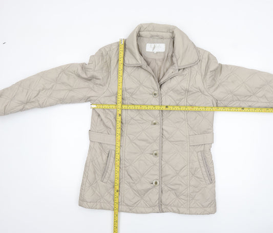 Debenhams Classics Women Beige Quilted Mid-Length Jacket Size 14