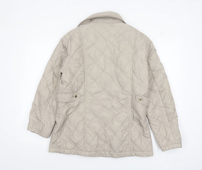 Debenhams Classics Women Beige Quilted Mid-Length Jacket Size 14