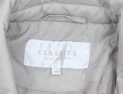 Debenhams Classics Women Beige Quilted Mid-Length Jacket Size 14