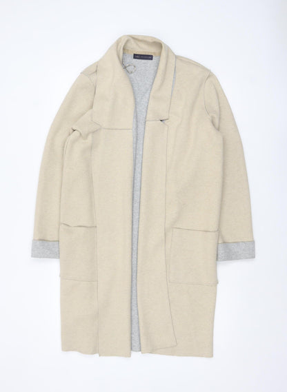 Marks and Spencer Women Beige Long Sleeve Open Knit Cardigan L