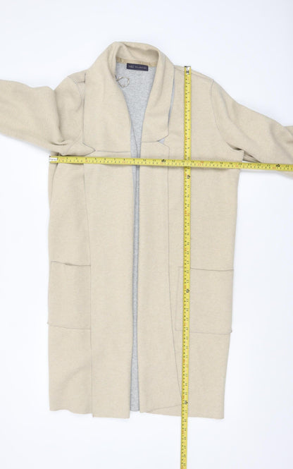 Marks and Spencer Women Beige Long Sleeve Open Knit Cardigan L
