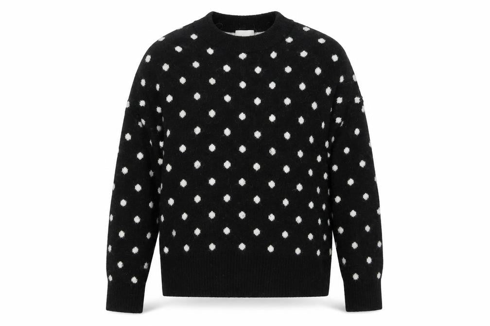 H&M Women's Black Polka Dot Crew Neck Knit Jumper Size 12