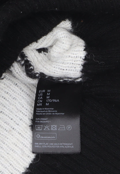 H&M Women's Black Polka Dot Crew Neck Knit Jumper Size 12