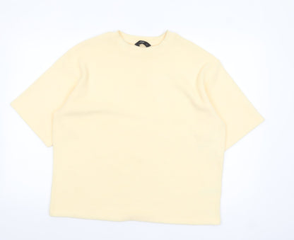 F&F Women’s Beige Short Sleeve Crew Neck Pullover Jumper Size M
