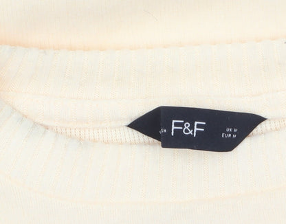 F&F Women’s Beige Short Sleeve Crew Neck Pullover Jumper Size M