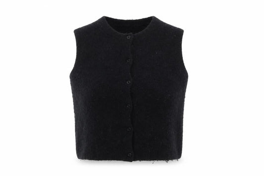 Part Two Women's Black Wool Blend Button Vest S