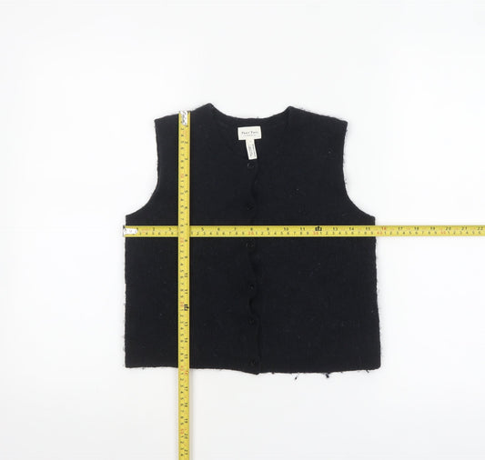 Part Two Women's Black Wool Blend Button Vest S
