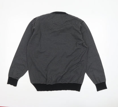 Next Mens Grey Striped V-Neck Cotton Jumper Size L