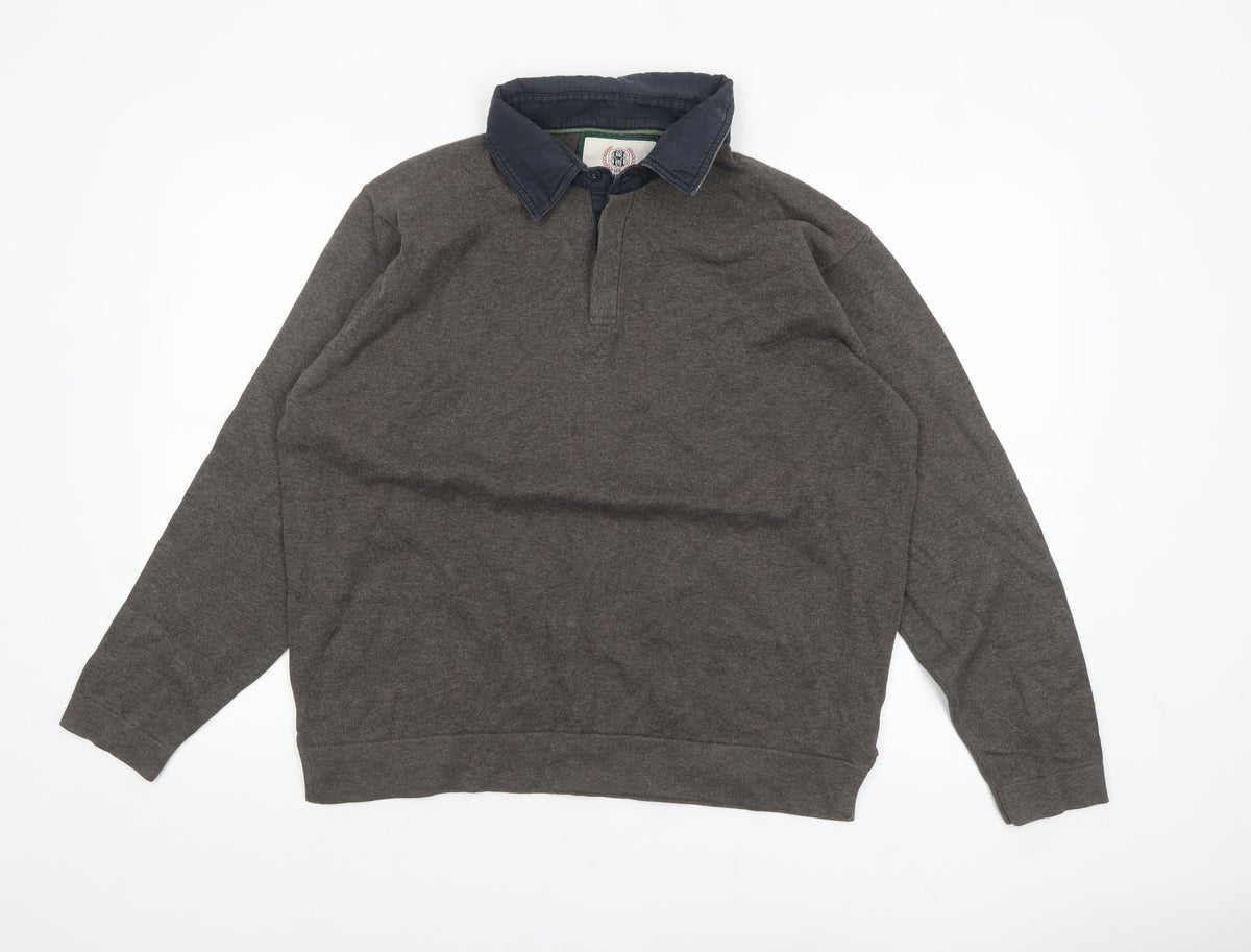 Marks and Spencer Men’s Brown Collared Henley Jumper Size L