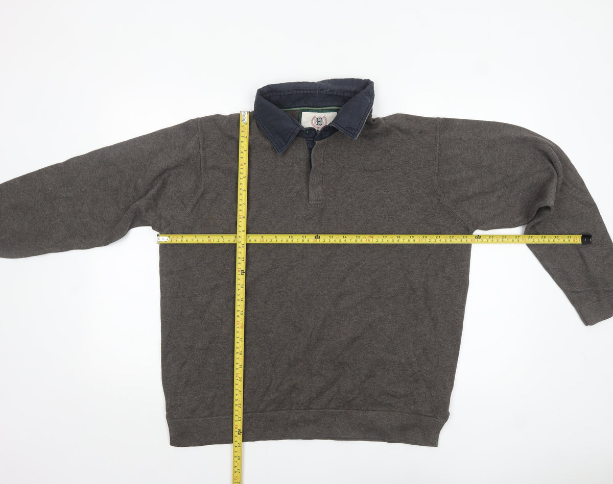 Marks and Spencer Men’s Brown Collared Henley Jumper Size L