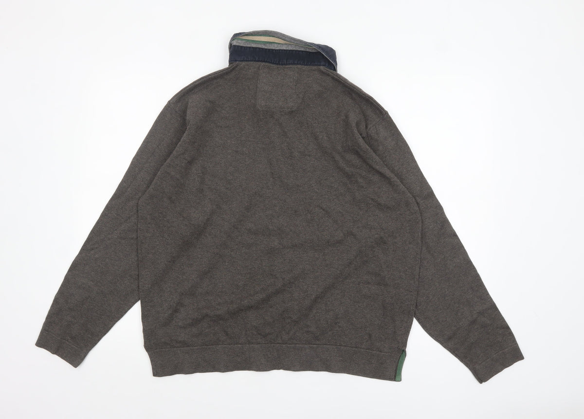 Marks and Spencer Men’s Brown Collared Henley Jumper Size L
