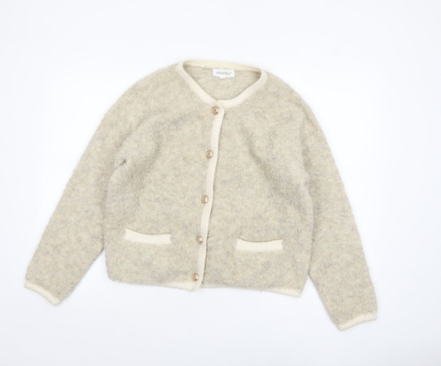 Womens UK Size M/L Charlior Beige Cardigan Jumper