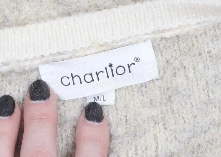 Womens UK Size M/L Charlior Beige Cardigan Jumper