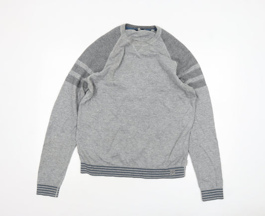 Ted Baker Men's Grey Cotton Wool Knit Pullover Jumper Size L