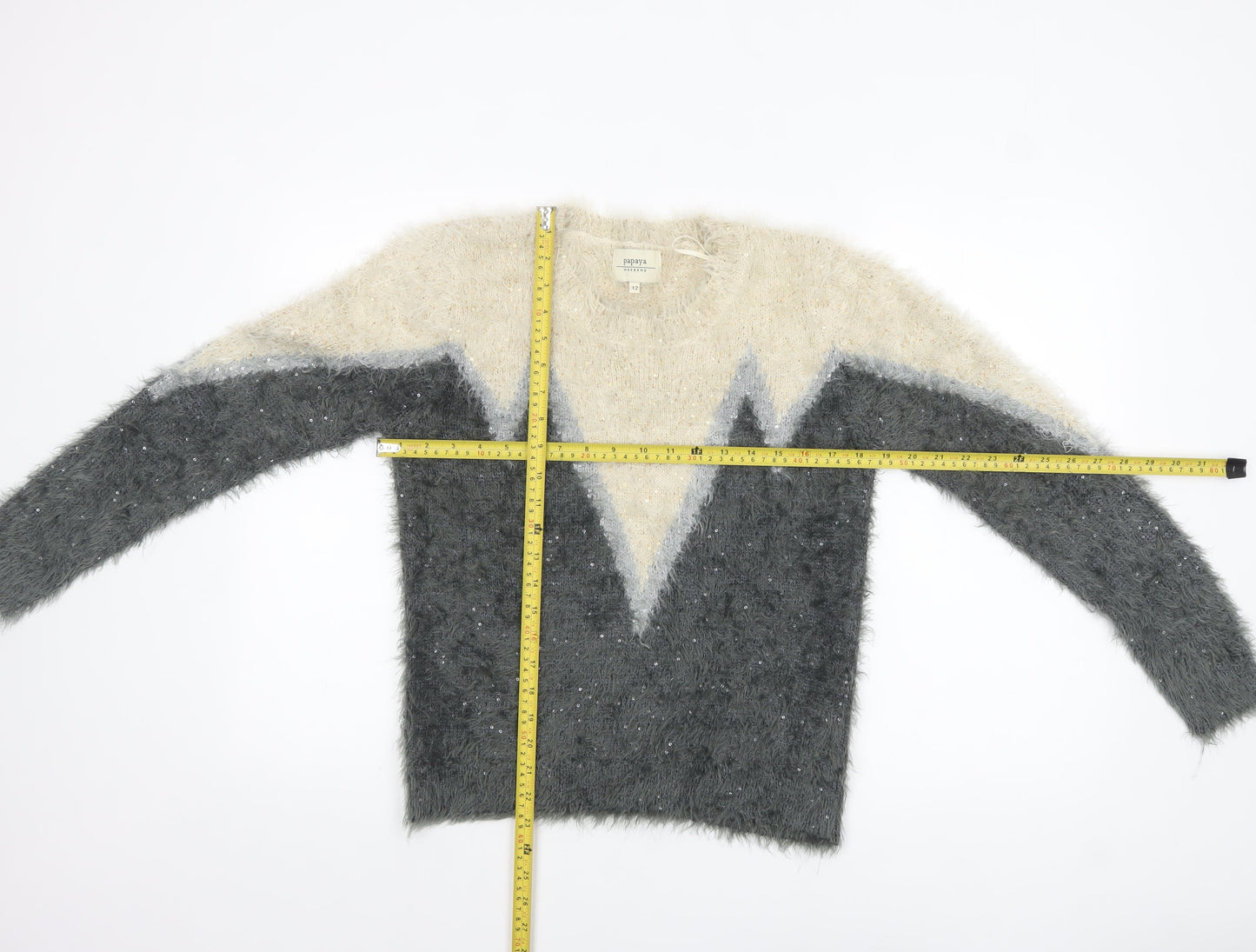 Womens UK Size 12 Papaya Grey Pullover Jumper
