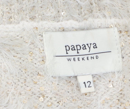 Womens UK Size 12 Papaya Grey Pullover Jumper
