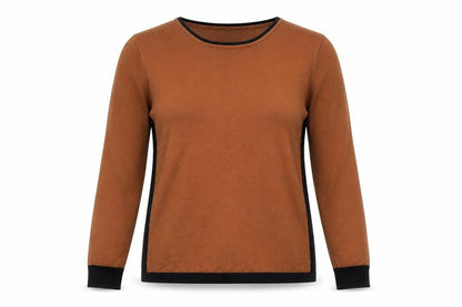 Alexara Women Brown Knit Long Sleeve Crew Neck Pullover Jumper S