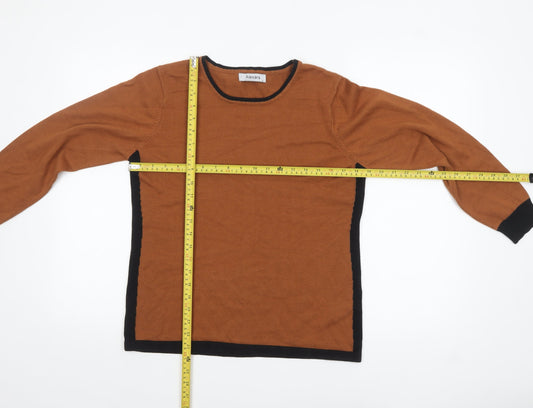 Alexara Women Brown Knit Long Sleeve Crew Neck Pullover Jumper S