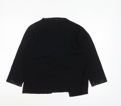 Planet Women’s Black Sequin Trim Cardigan L Viscose Nylon