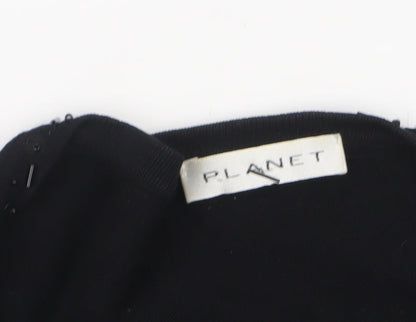 Planet Women’s Black Sequin Trim Cardigan L Viscose Nylon