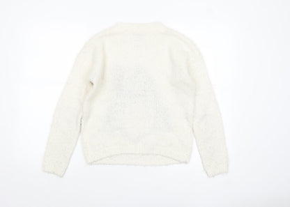 Womens UK Size S Papaya Weekend Ivory Pullover Jumper