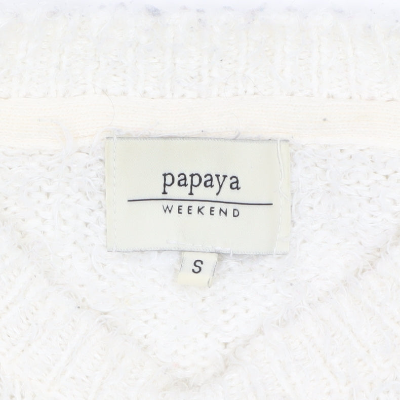 Womens UK Size S Papaya Weekend Ivory Pullover Jumper