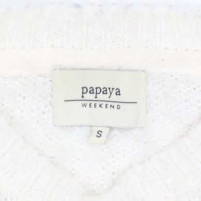 Womens UK Size S Papaya Weekend Ivory Pullover Jumper