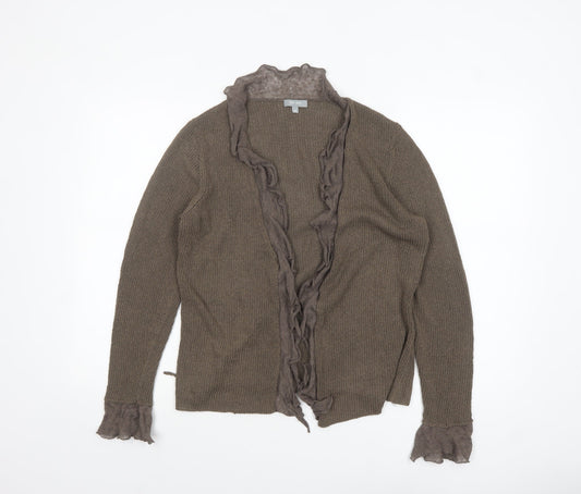 Marks and Spencer Per Una Women Brown M Ruffle Trim Cardigan