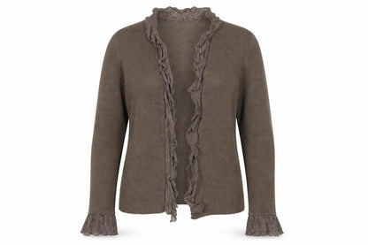 Marks and Spencer Per Una Women Brown M Ruffle Trim Cardigan
