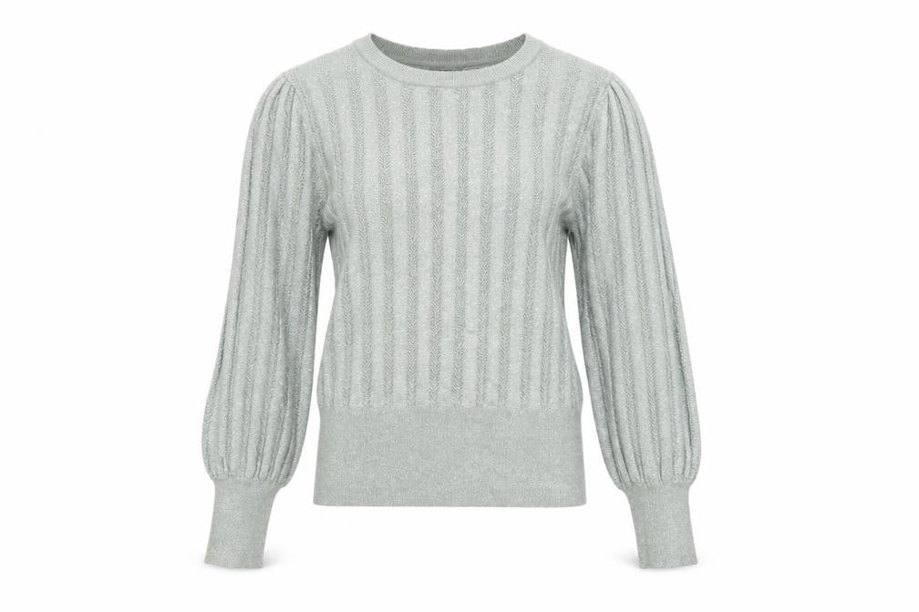 Et Vous Women's Grey Size 14 Crew Neck Ribbed Knit Jumper