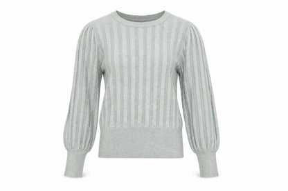 Et Vous Women's Grey Size 14 Crew Neck Ribbed Knit Jumper
