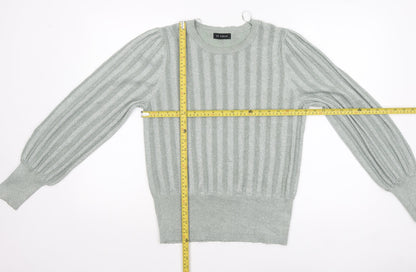 Et Vous Women's Grey Size 14 Crew Neck Ribbed Knit Jumper