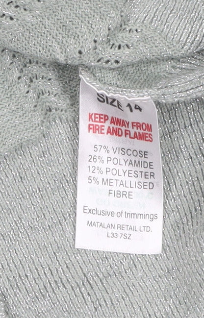 Et Vous Women's Grey Size 14 Crew Neck Ribbed Knit Jumper