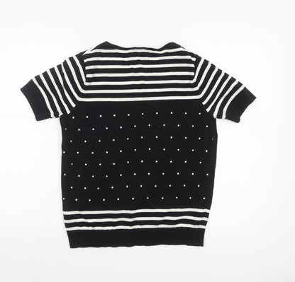 Laura Ashley Women’s Black Striped Polka Dot Cotton Jumper Size 12