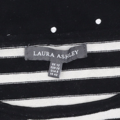 Laura Ashley Women’s Black Striped Polka Dot Cotton Jumper Size 12
