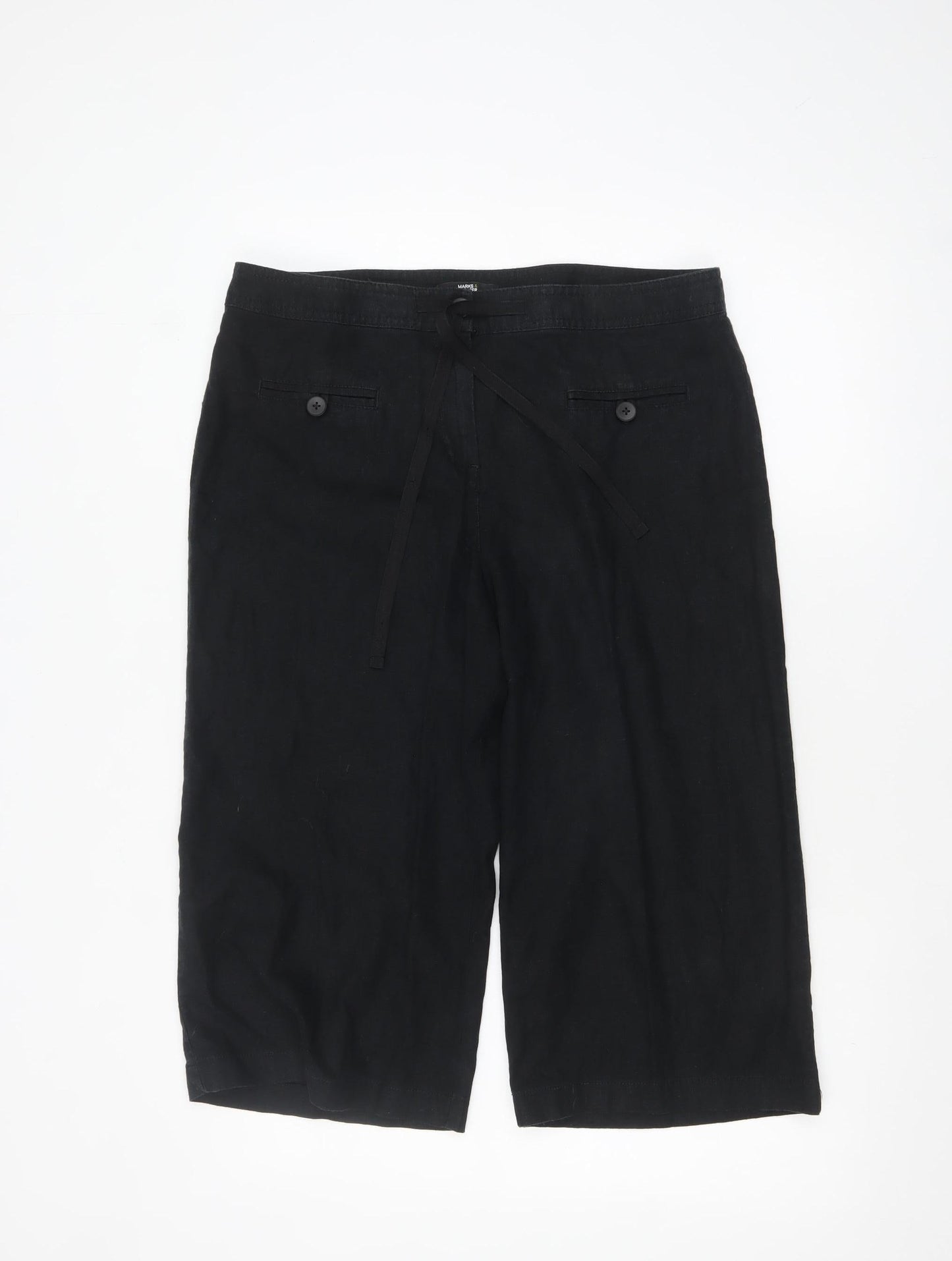 Womens UK Size 14 Marks and Spencer Relaxed Fit Cropped Black Trousers