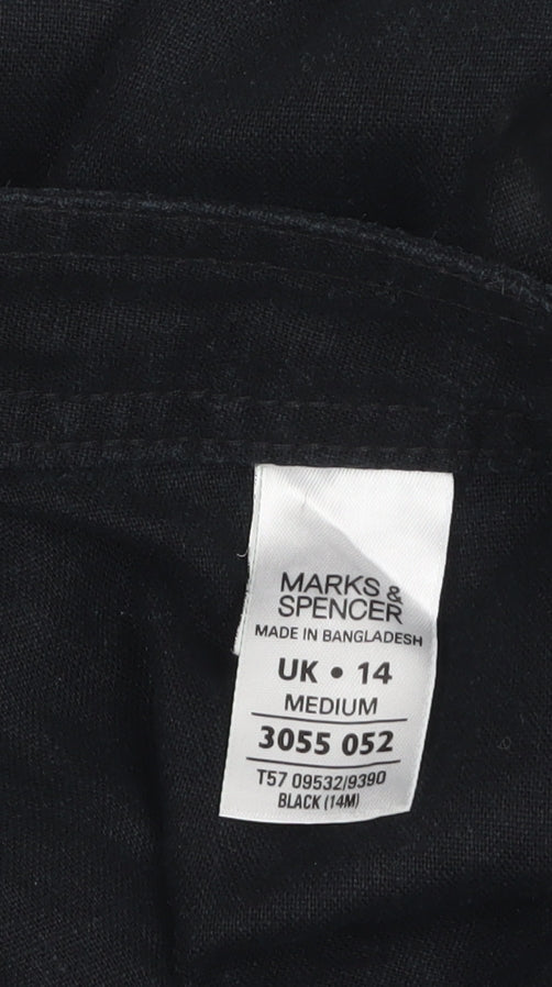 Womens UK Size 14 Marks and Spencer Relaxed Fit Cropped Black Trousers