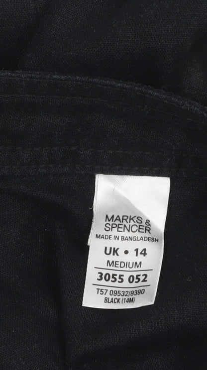 Womens UK Size 14 Marks and Spencer Relaxed Fit Cropped Black Trousers