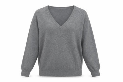 Hush Women's Grey V-Neck Knit Jumper Size S Relaxed Fit