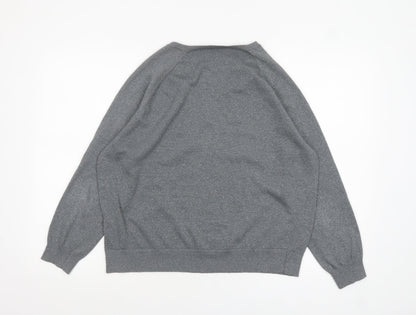 Hush Women's Grey V-Neck Knit Jumper Size S Relaxed Fit