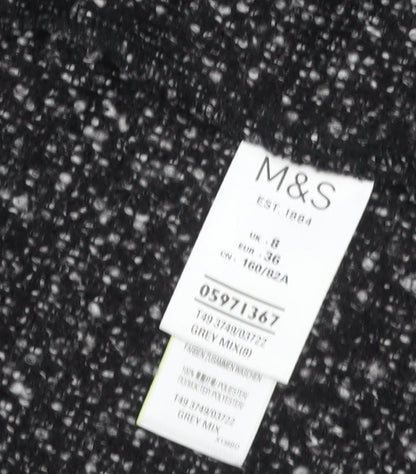 Marks and Spencer Women’s Grey Mid-Length Tweed Overcoat Size 8