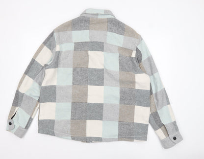 Zara Women Multicoloured Check Cotton Blend Shacket XL