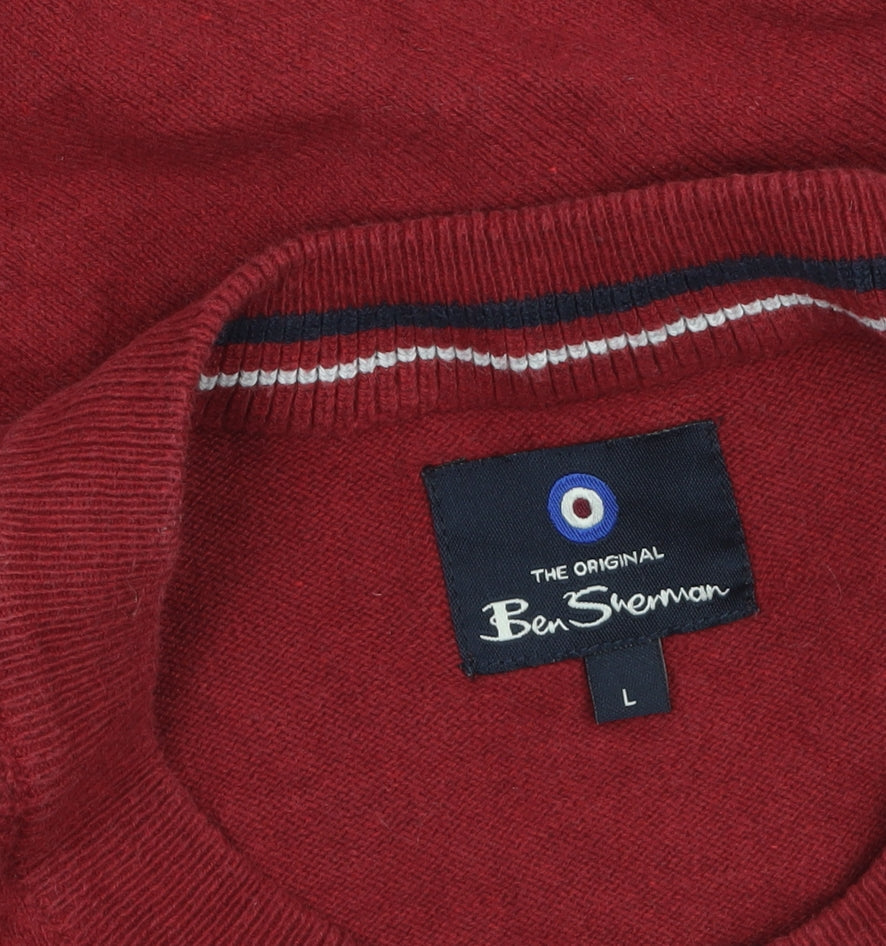 Mens UK Size L Ben Sherman Red Pullover Jumper