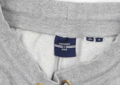 Superdry Women Grey Fleece Joggers S Regular Fit Elastic Waist