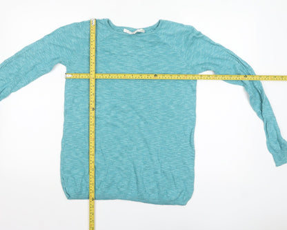 Max Studio Women Blue Linen Cotton Button Back Cardigan M