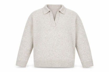 H&M Women Beige Collared Pullover Knit Jumper Size 8