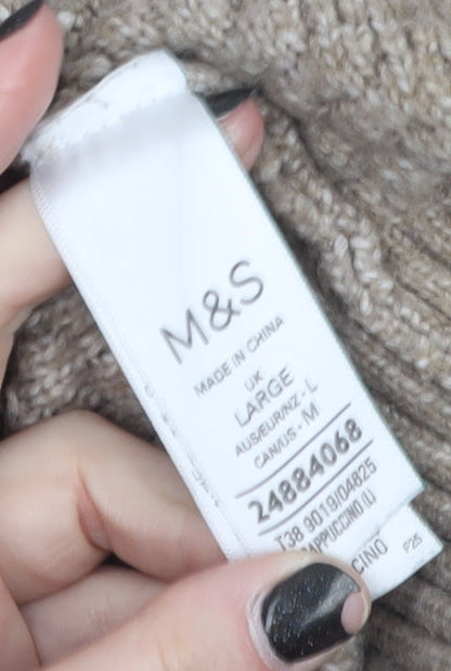 Marks and Spencer Women Beige Roll Neck Jumper Large Knit Winter