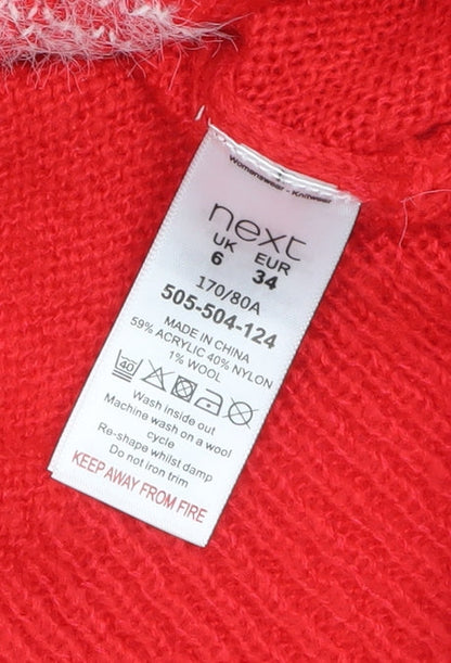 Womens UK Size 6 NEXT Red Pullover Jumper