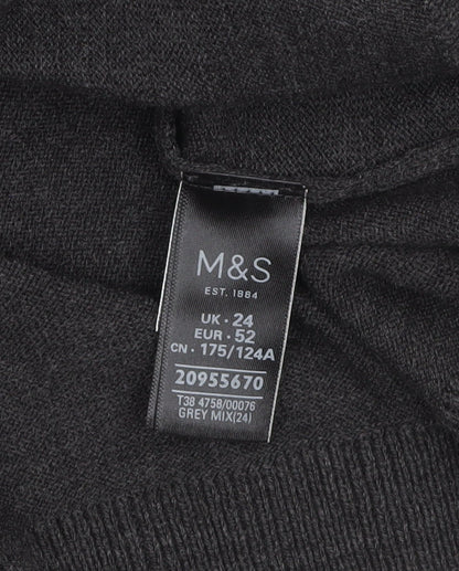 Marks and Spencer Women Grey Beaded Crew Neck Jumper Size 24